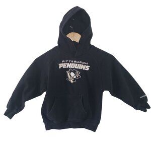 Vintage Kids Pittsburgh‎ Penguins Reebok Youth Hoodie Size 5/6 Black NHL Hockey